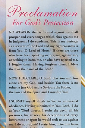 Scripture Protection Declaration Proclamation - God's Protection | Proclamation Card | Derek Prince ...